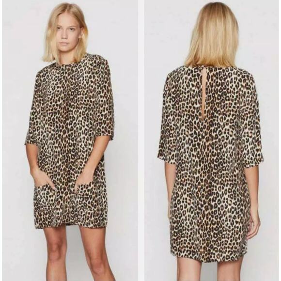 Equipment Aubrey Dress Silk Leopard Cheetah Relaxed Shift Dress Size Small - Picture 1 of 7